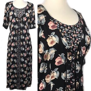 Vintage Dresses - Vintage 1990s Corseted Double Floral Maxi Dress Vintage Dresses - Vintage 1990s Corseted Double Floral Maxi Dress